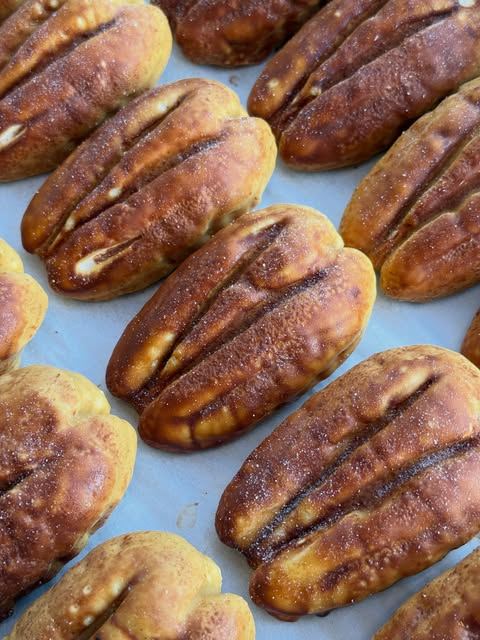 Tray of pecan pastries fresh from the oven